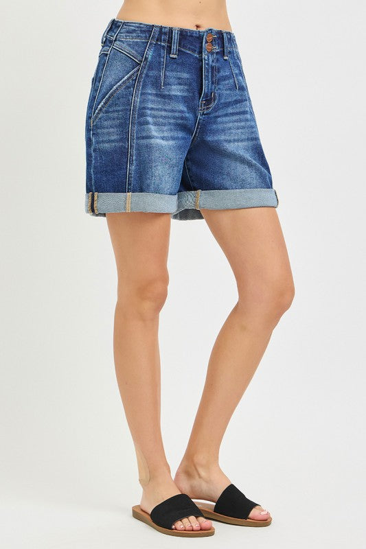 Eileen High Rise Seamed Roll Up Shorts