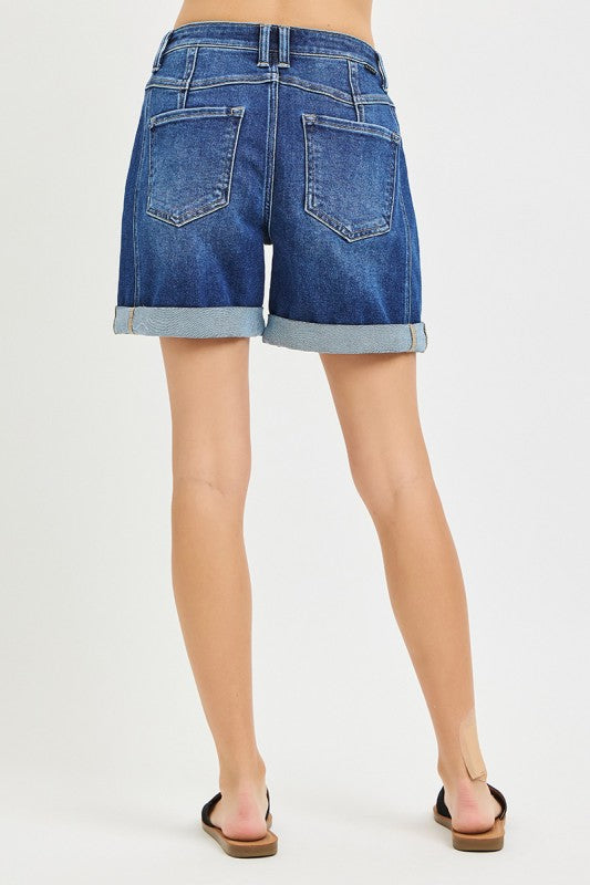 Eileen High Rise Seamed Roll Up Shorts