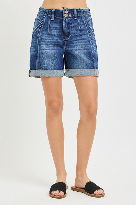 Eileen High Rise Seamed Roll Up Shorts