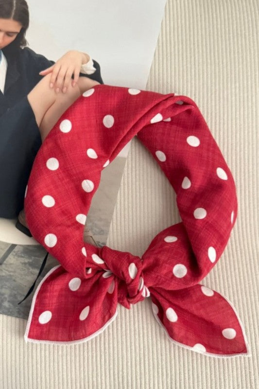 Polka Dots Square Scarf Red