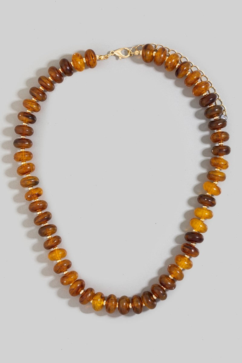 Marble Resin Disc Beaded Necklace (TOR)