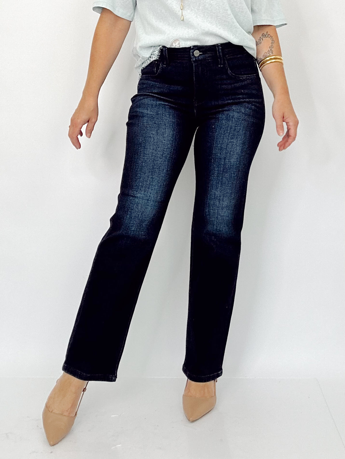 Esme Mid Rise Ankle Straight Jeans
