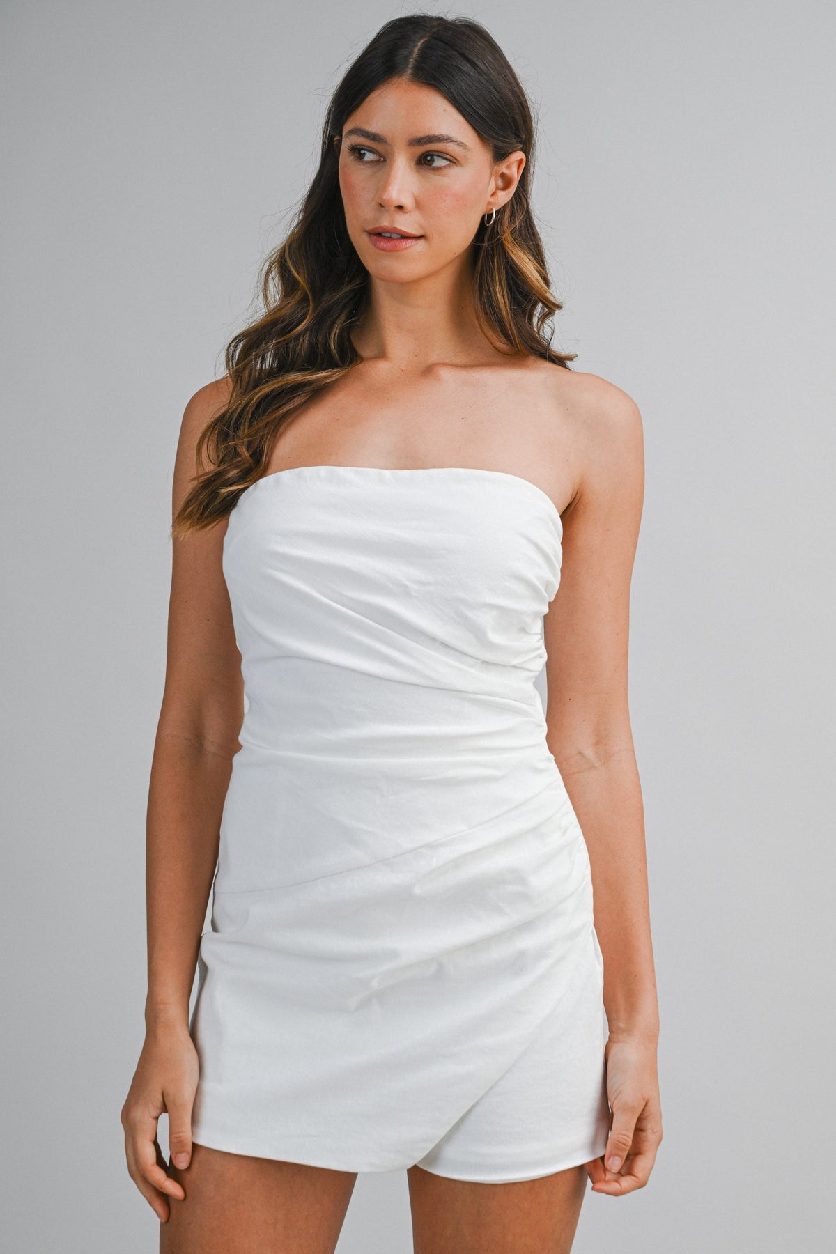 Zola Strapless Wrap Romper Off White