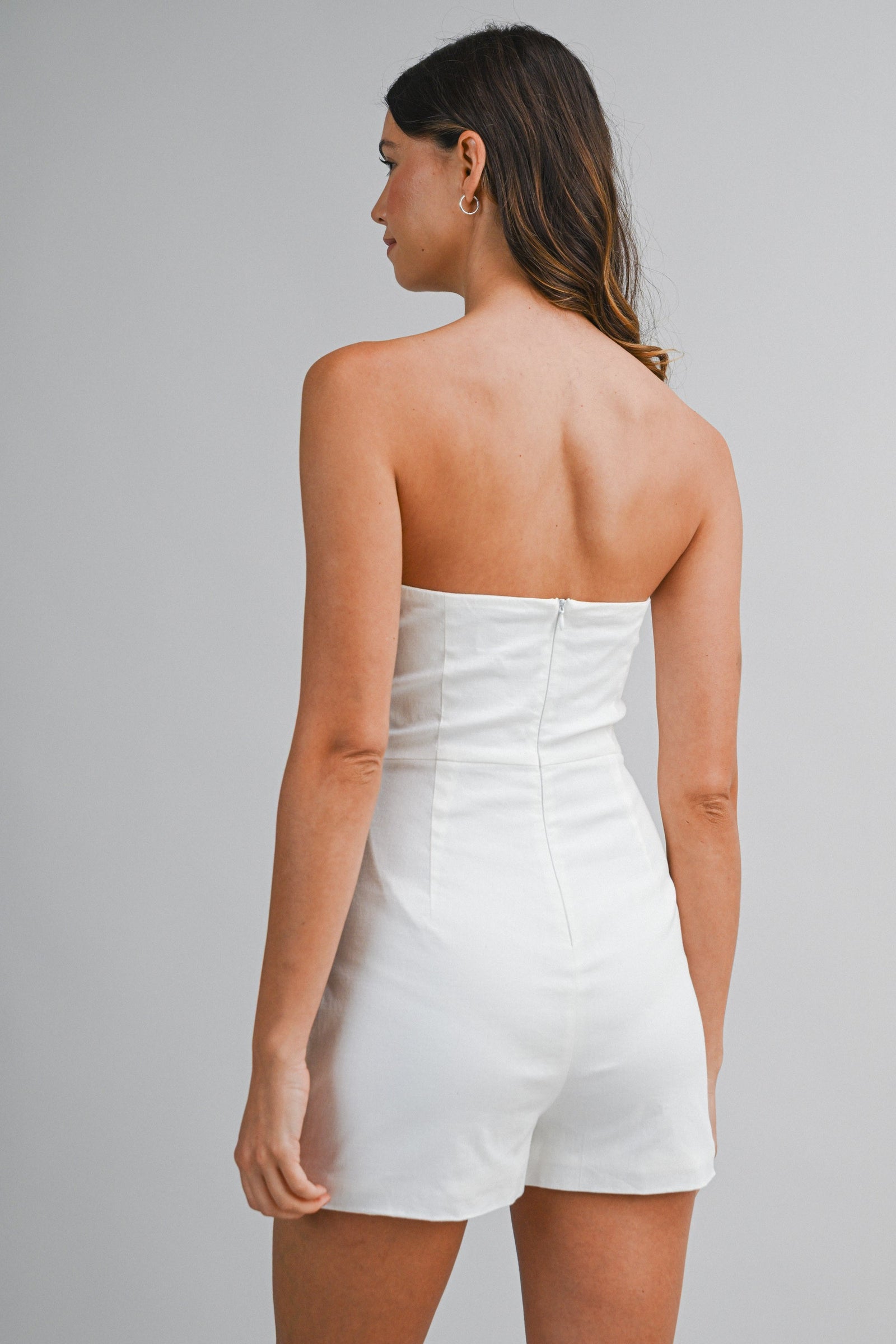 Zola Strapless Wrap Romper Off White