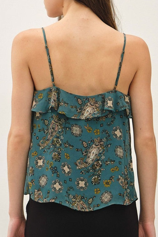 Melody Paisley Ruffled Cami Top