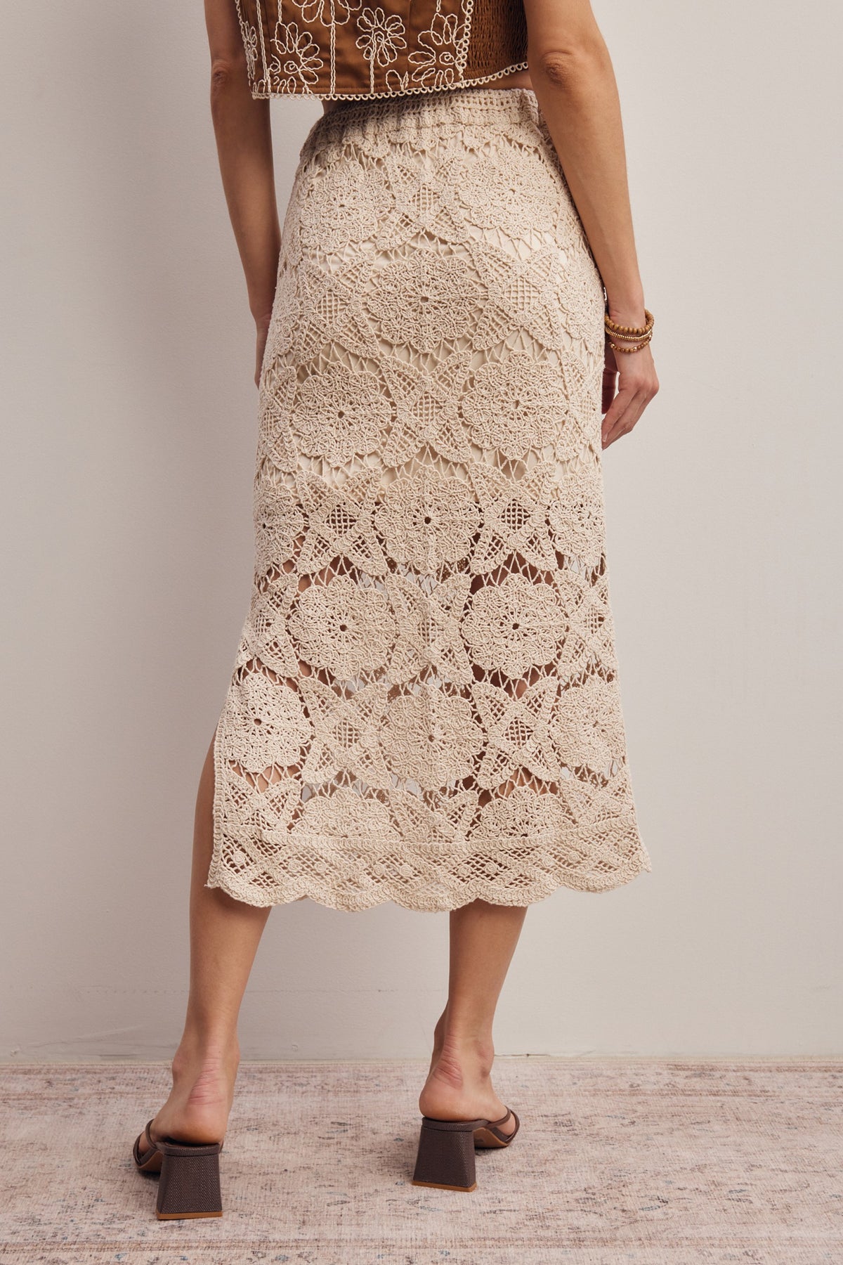Alicia Crochet Lace Midi Skirt