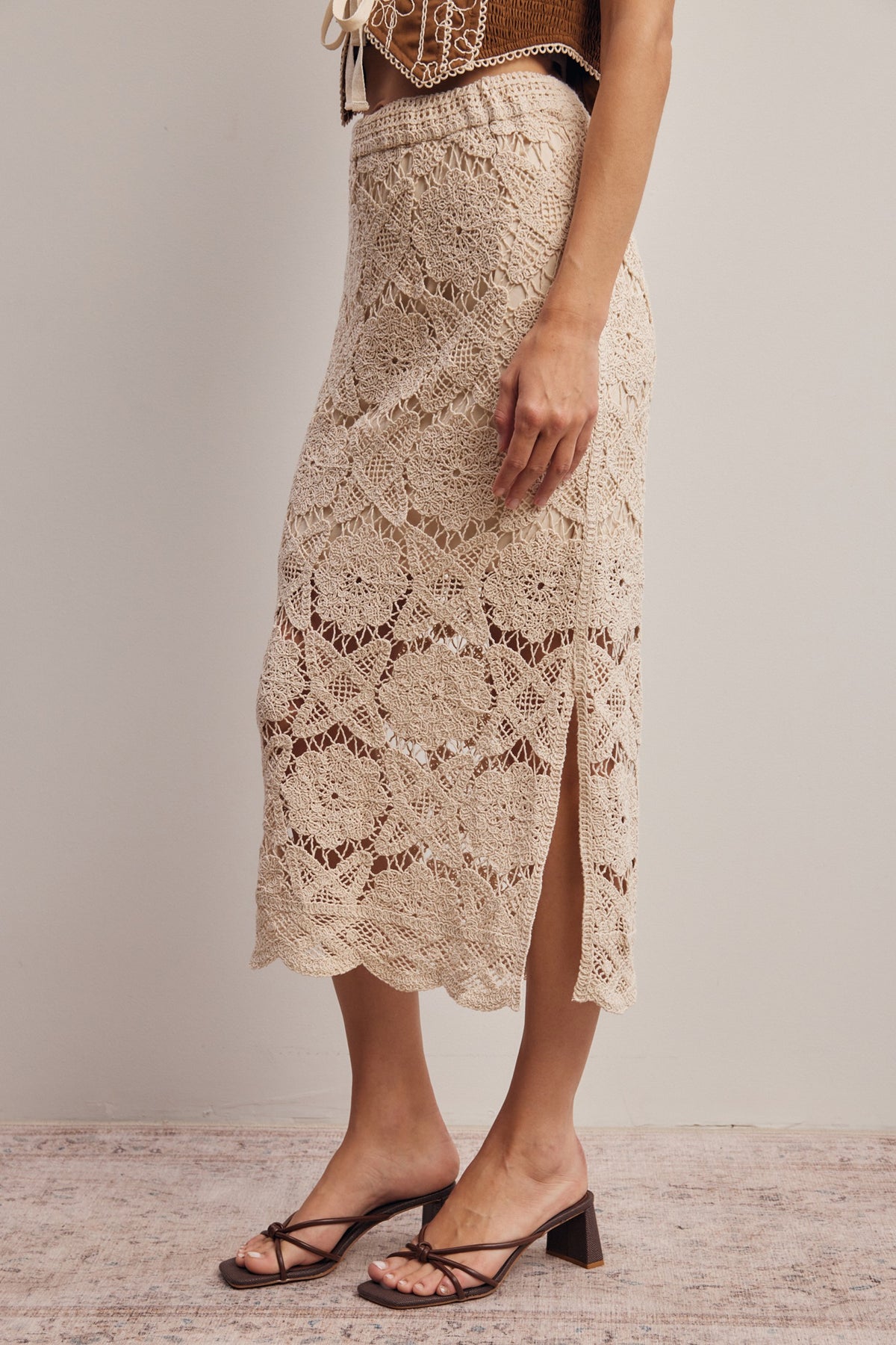 Alicia Crochet Lace Midi Skirt