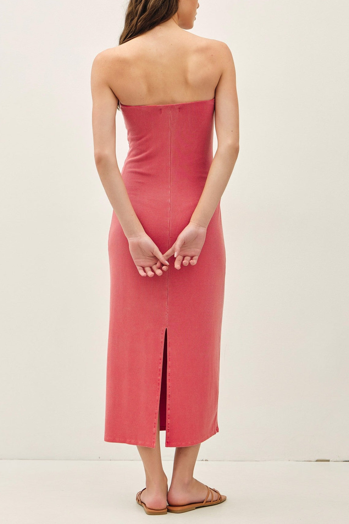 Christina Ribbed Midi Tube Dress Lava