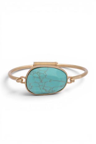 Genuine Stone Spring Flex Bangle Turquoise