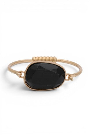 Genuine Stone Spring Flex Bangle Black