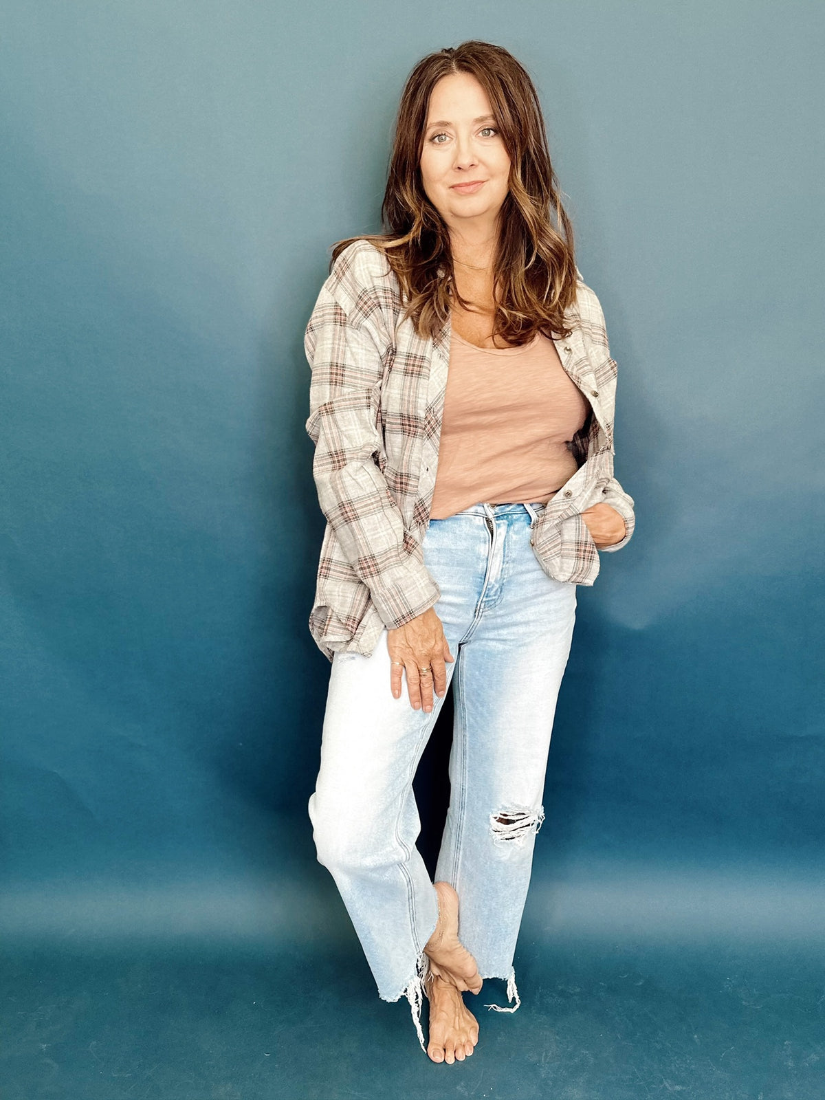 Nina High Rise Distressed Crop Jeans