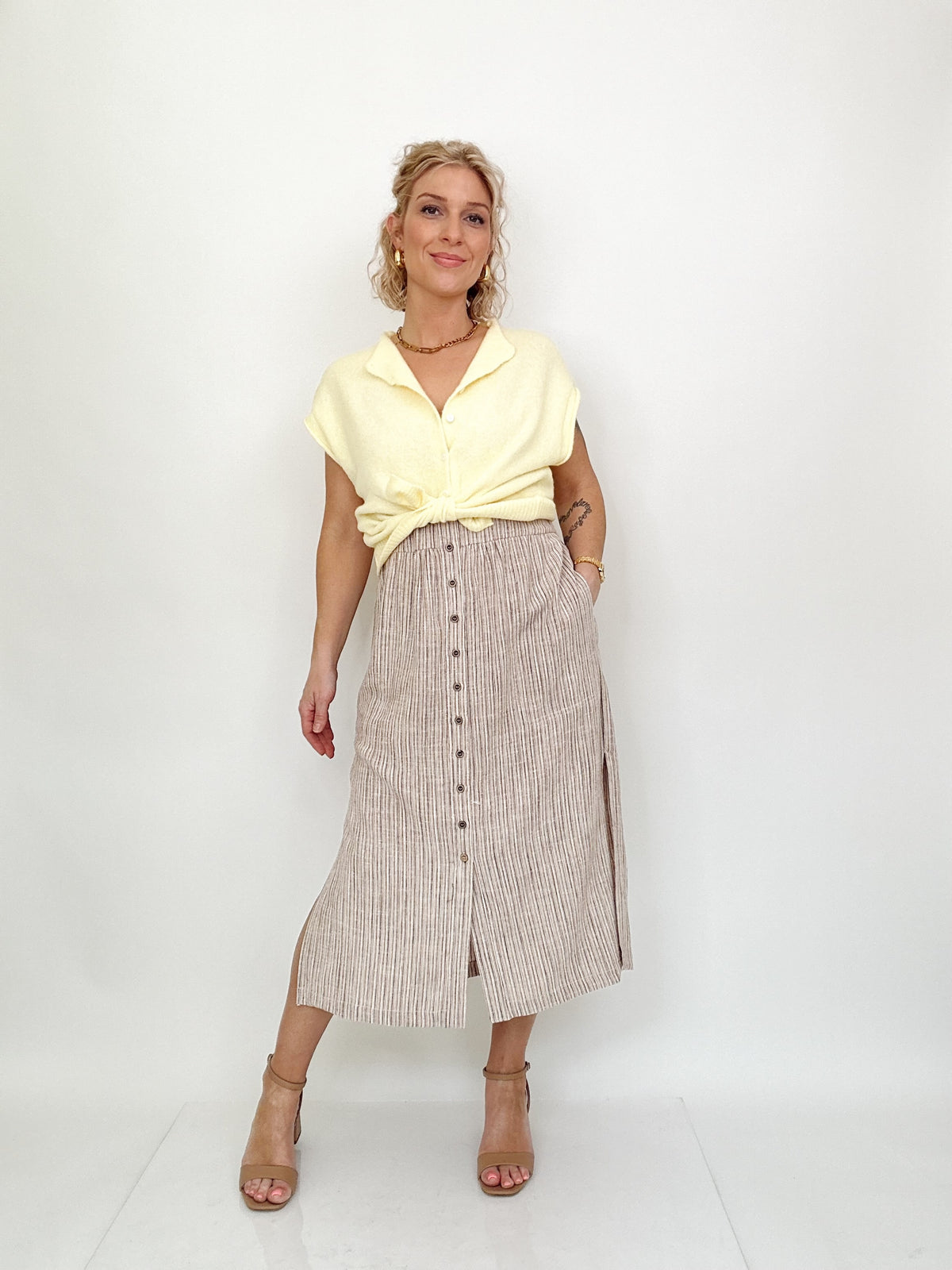 Oaklynn Striped Linen Tank Dress