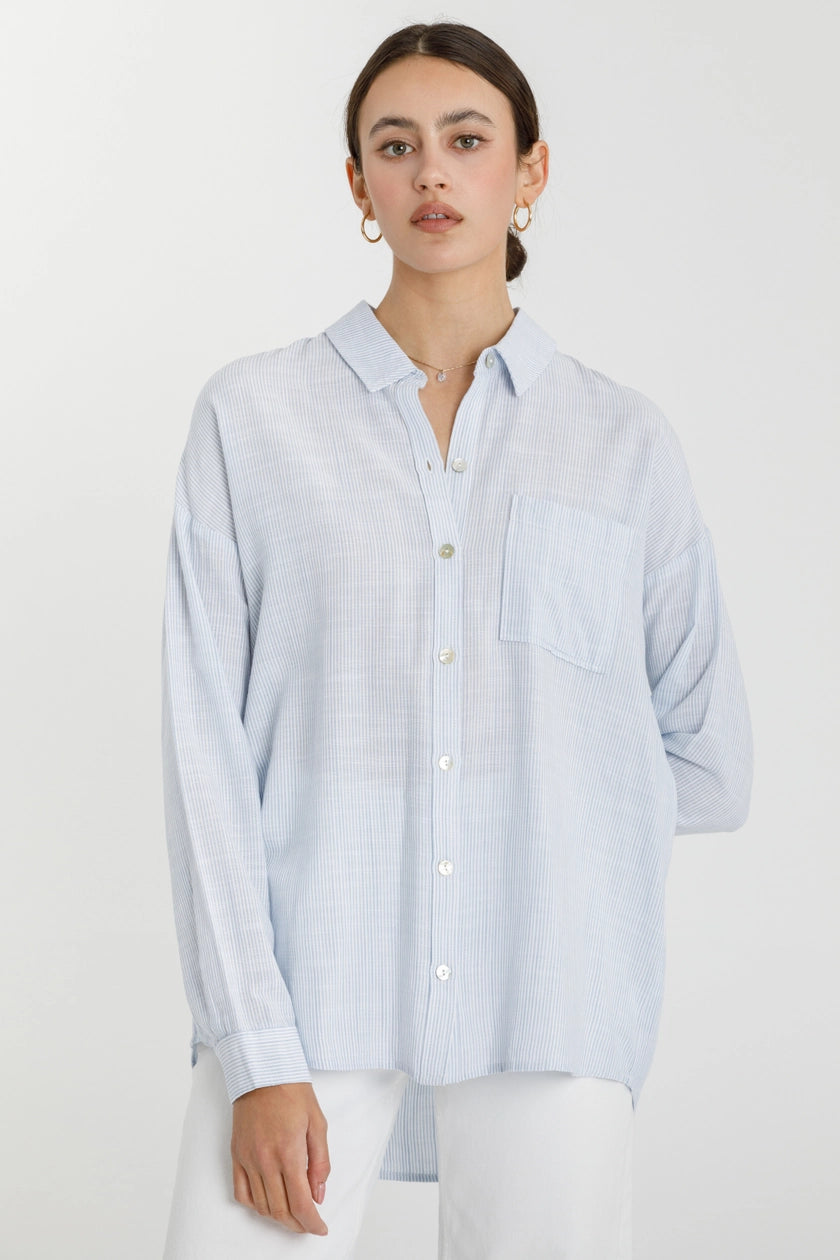 Allegra Stripe Shirt Sky Blue