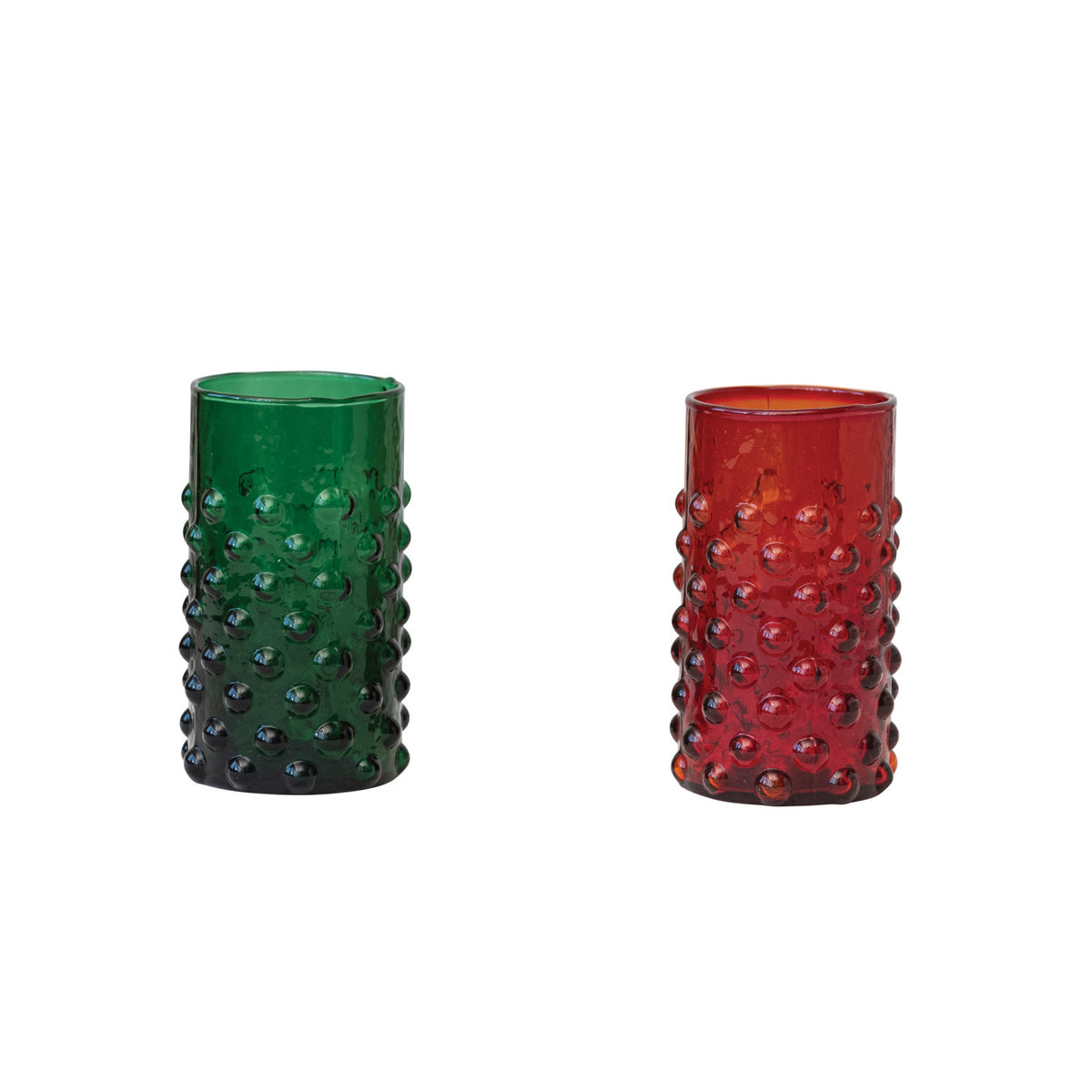 Hobnail Drinking Glass Red or Green