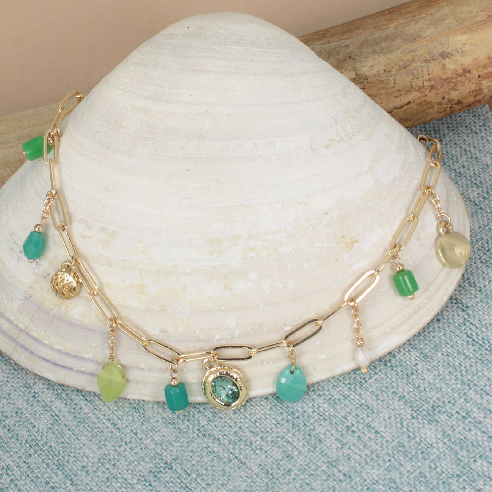 Emerald Green Charm Necklace