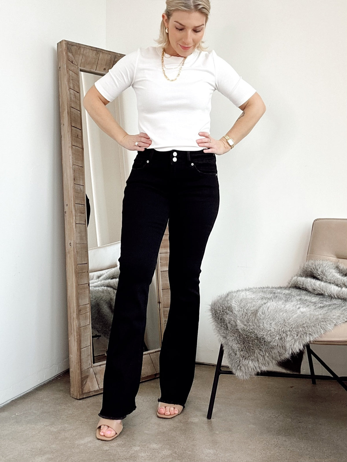 Marley Mid Rise Slim Boot Cut Jeans