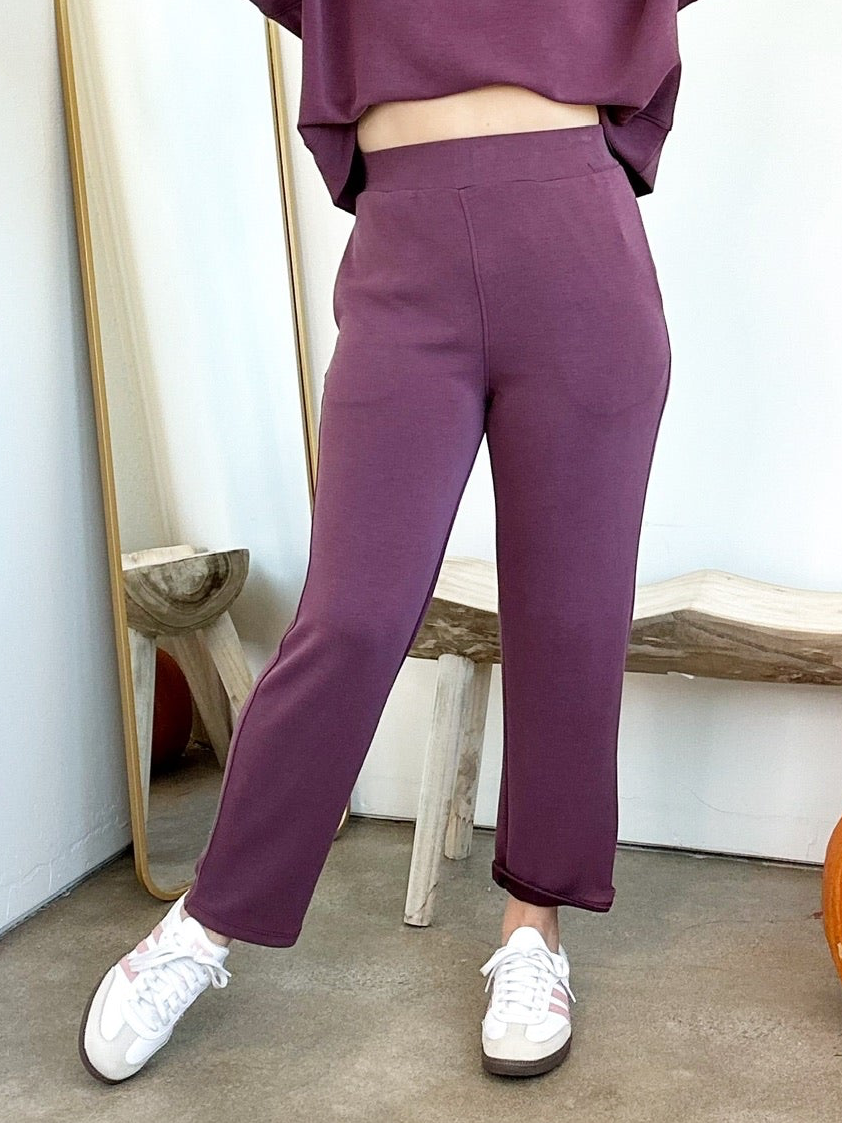Zuri Cropped Pants Dark Plum