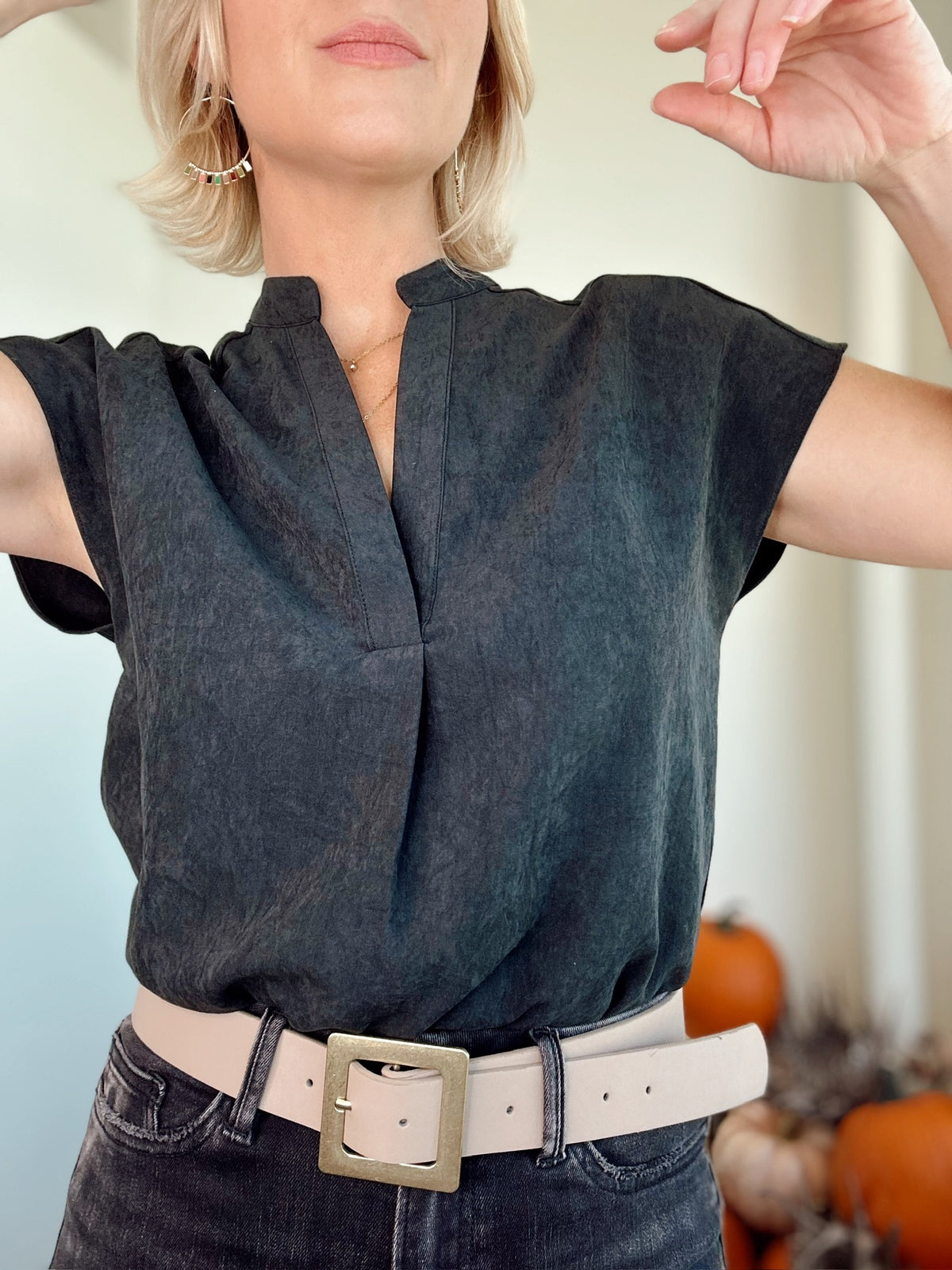 Marley Suede Blouse Black