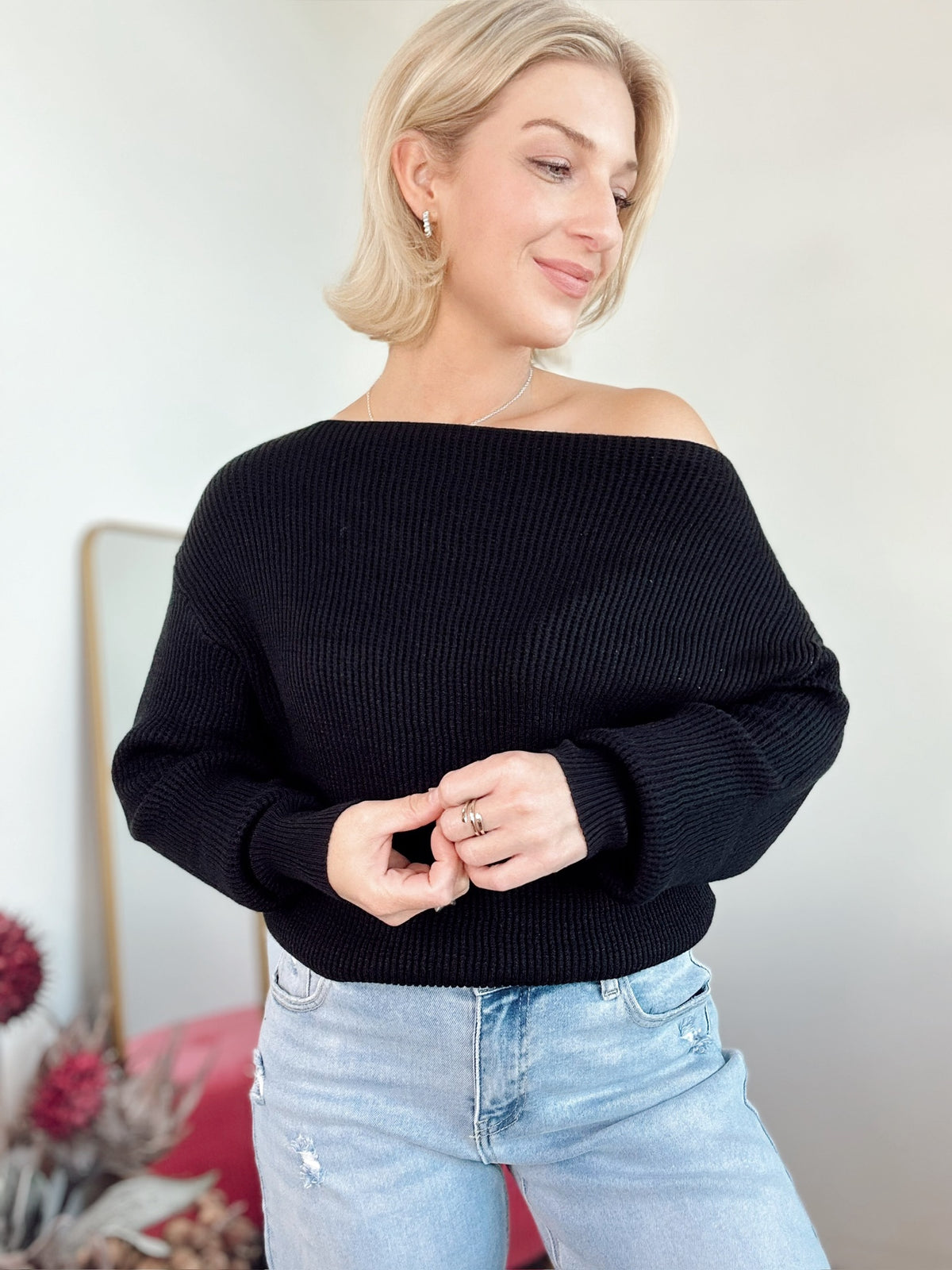Marie Off Shoulder Top Black