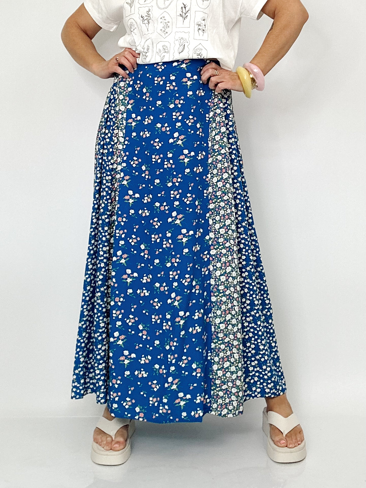 Mel Floral Print Skirt Colbalt