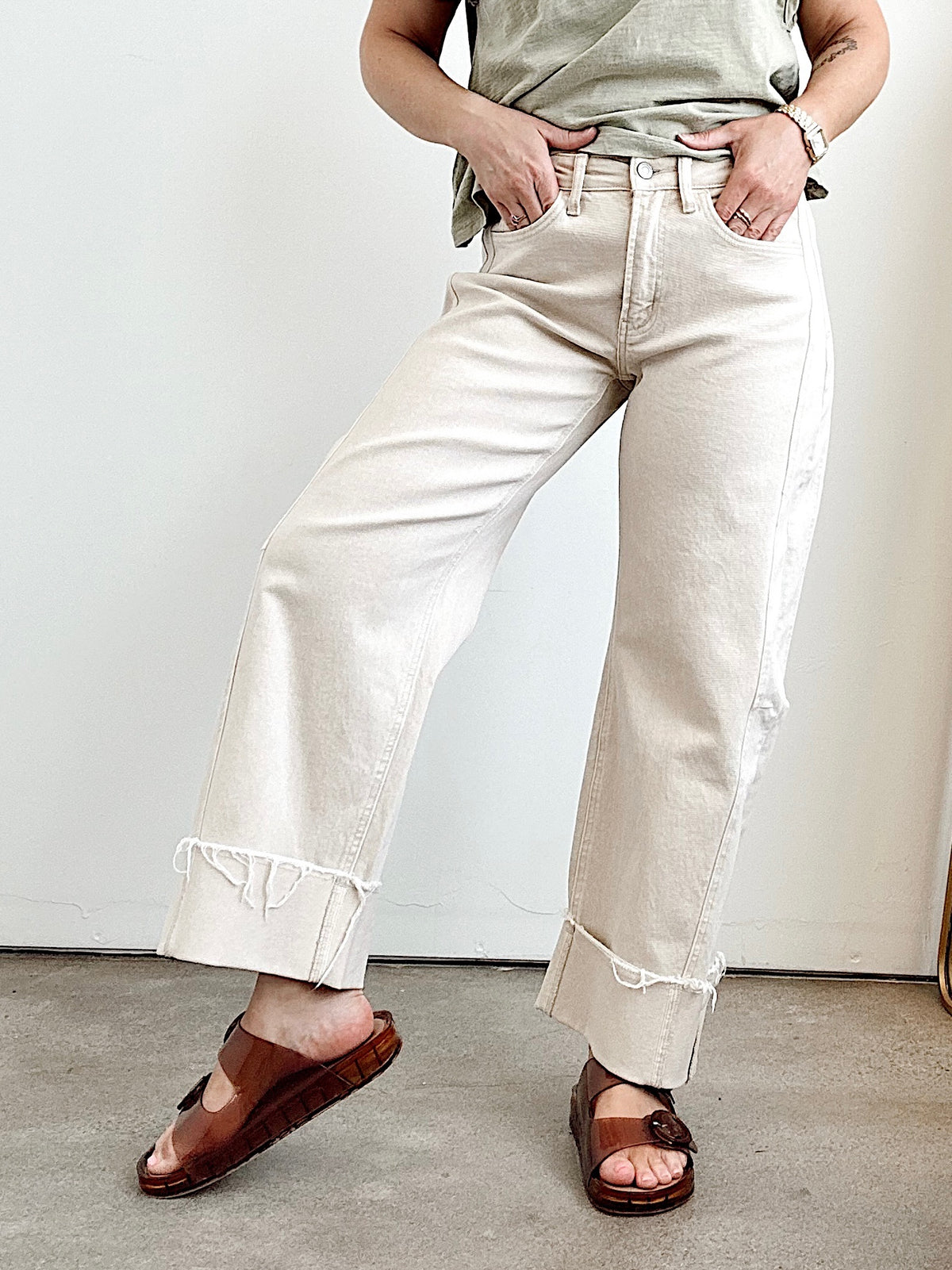 Beth High Rise Crop Cuffed Barrel Jeans