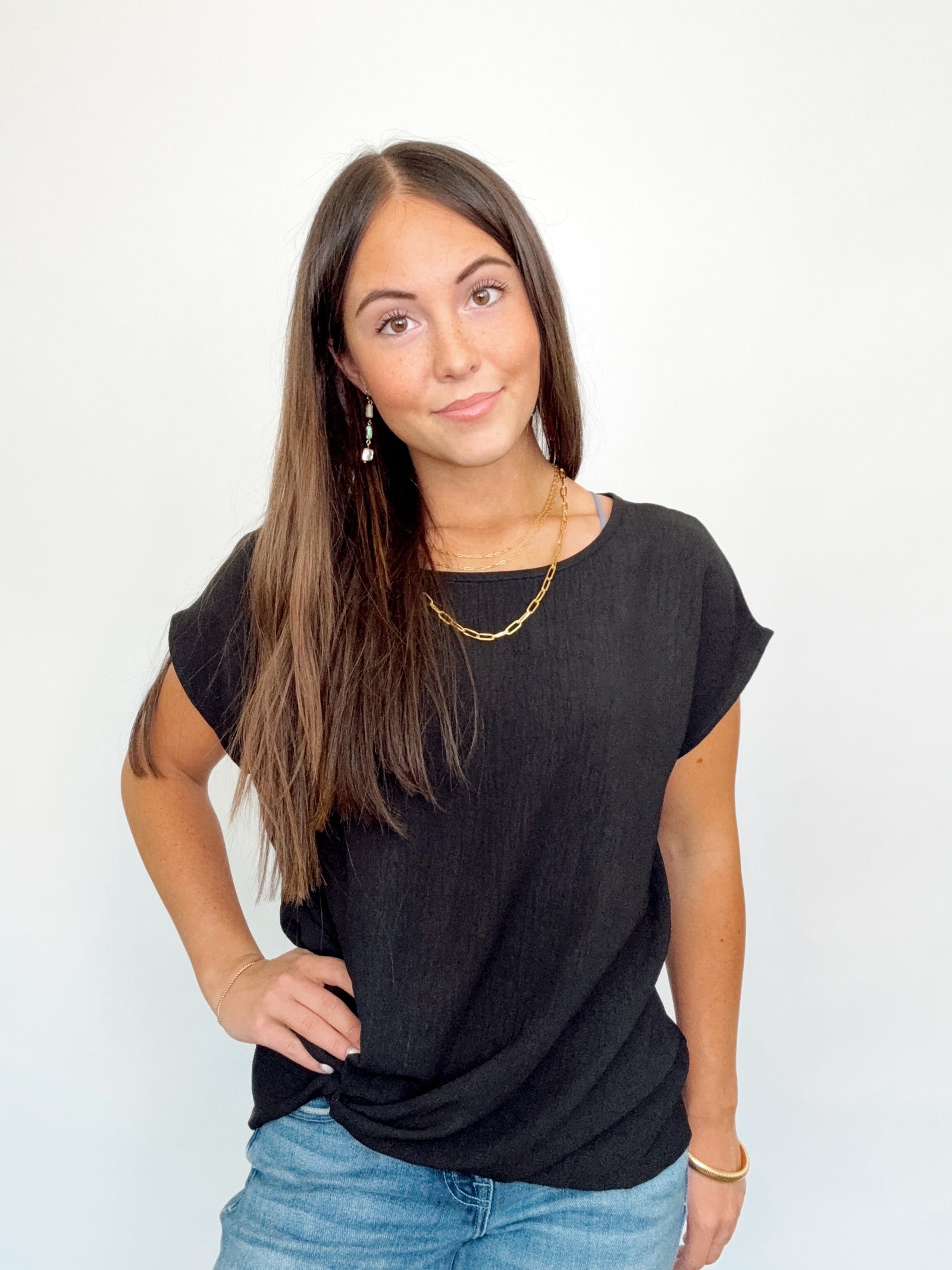 Morgan Twist Hem Top Black