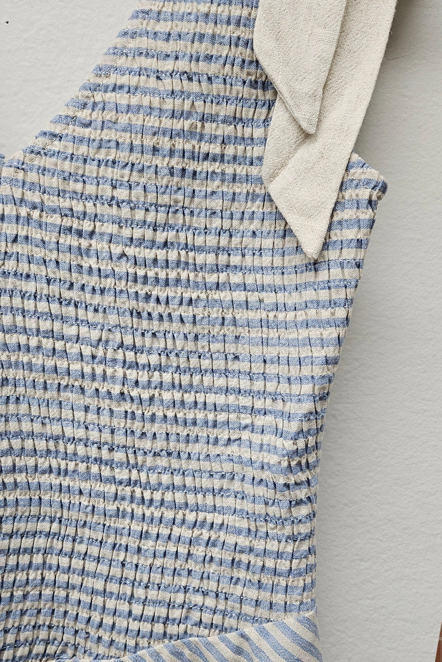 Willow Linen Striped Midi Dress Navy