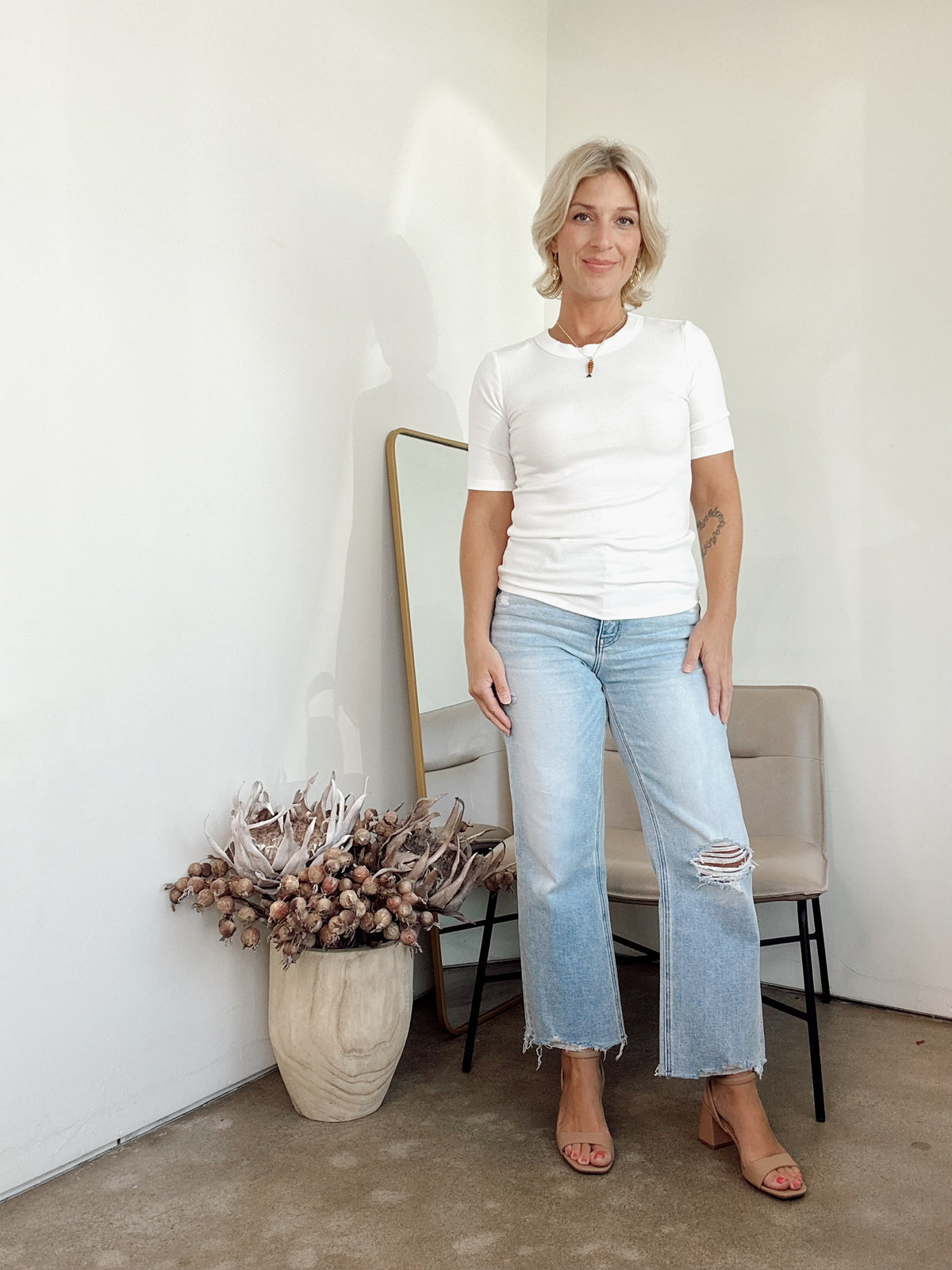 Nina High Rise Distressed Crop Jeans