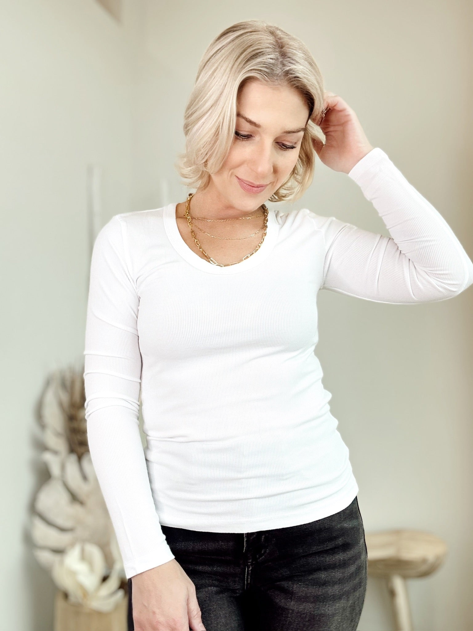 Ginnie Long Sleeve Top Off White