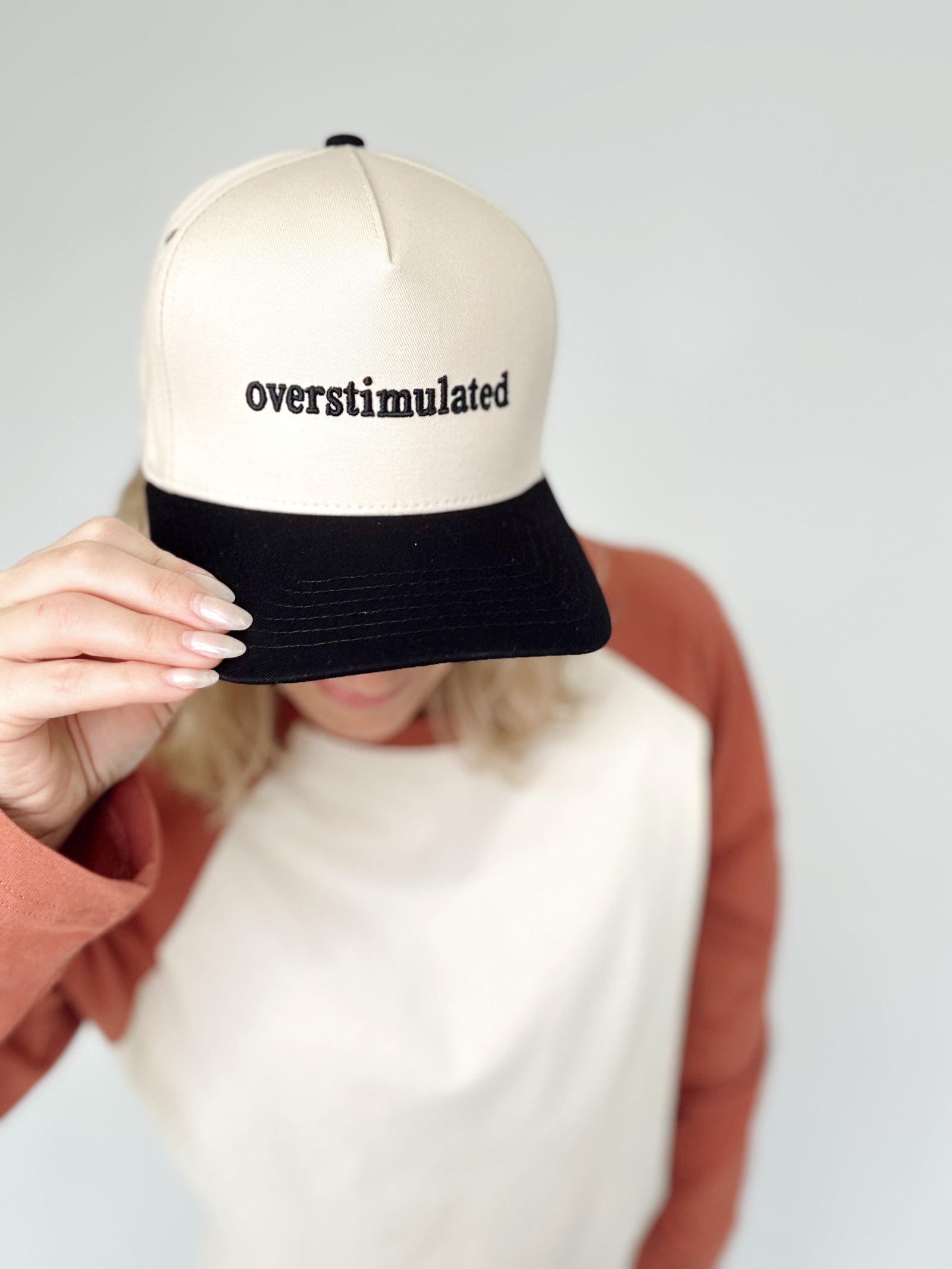 C.C Overstimulated Embroidered Two Tone Trucker Cap