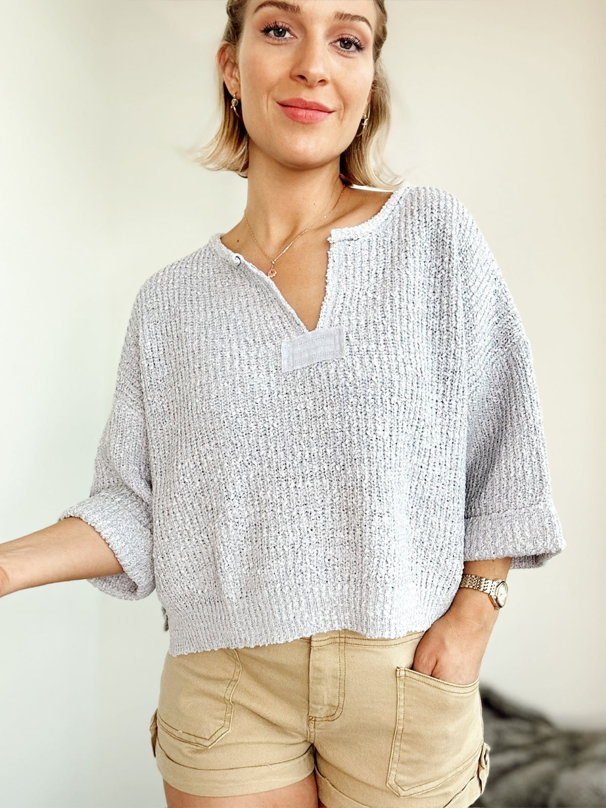 Clara Cropped Sweater Dusty Blue