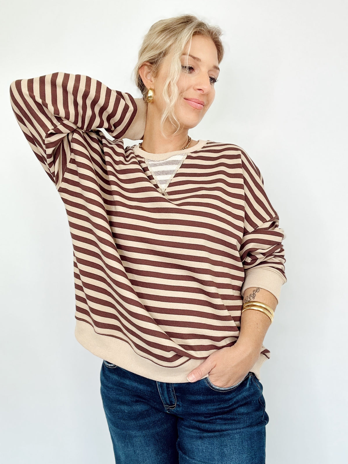 Hadley Striped Pullover Brown/Tan