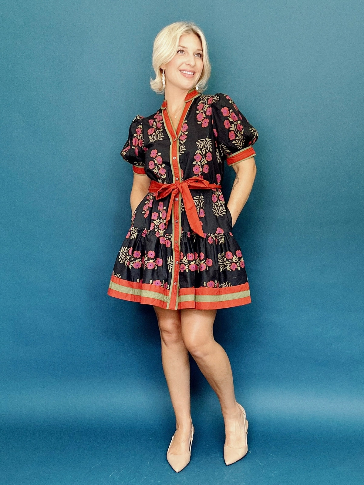 Lara  Floral Mini Dress Black