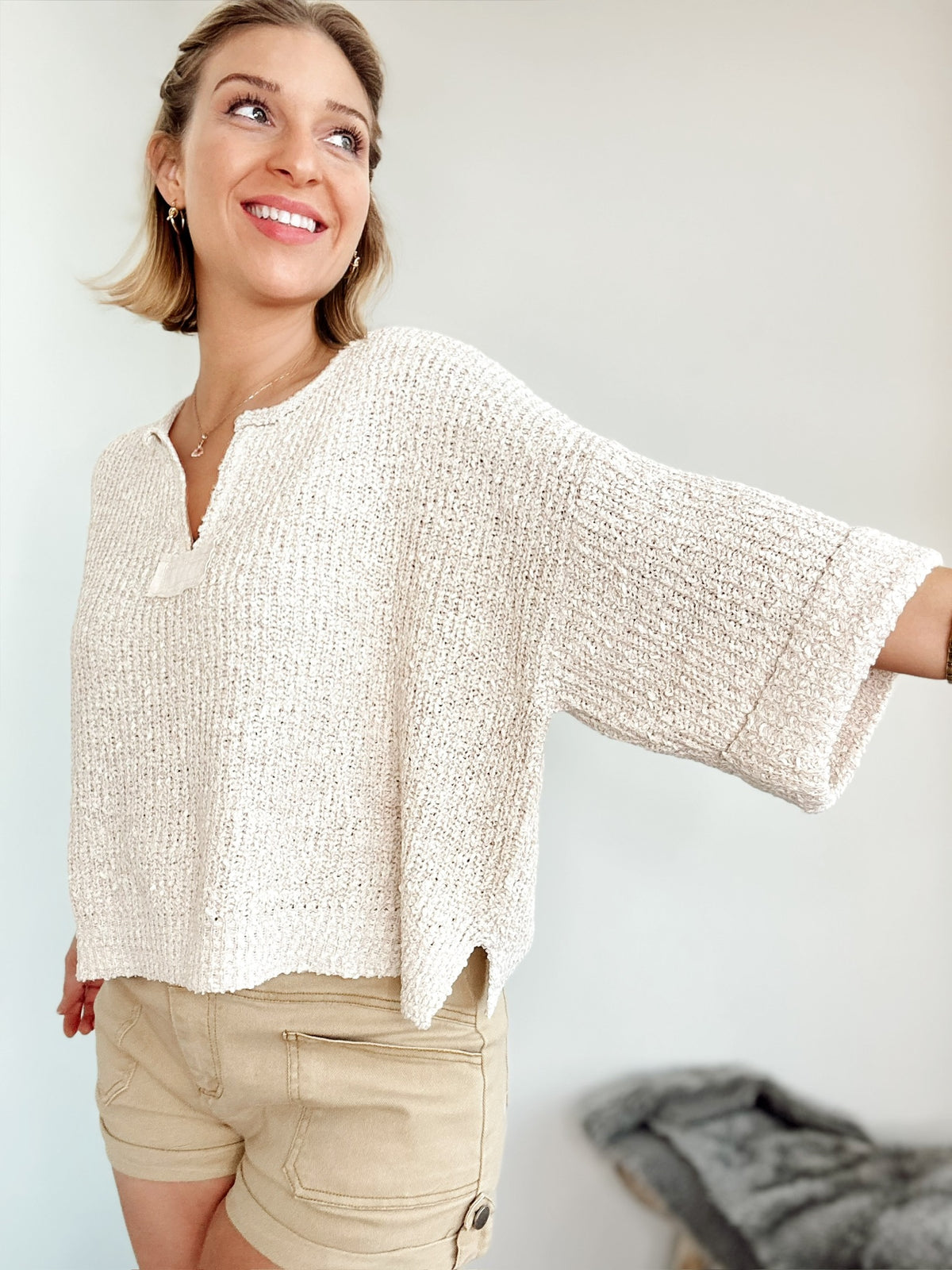 Clara Cropped Sweater Oatmeal