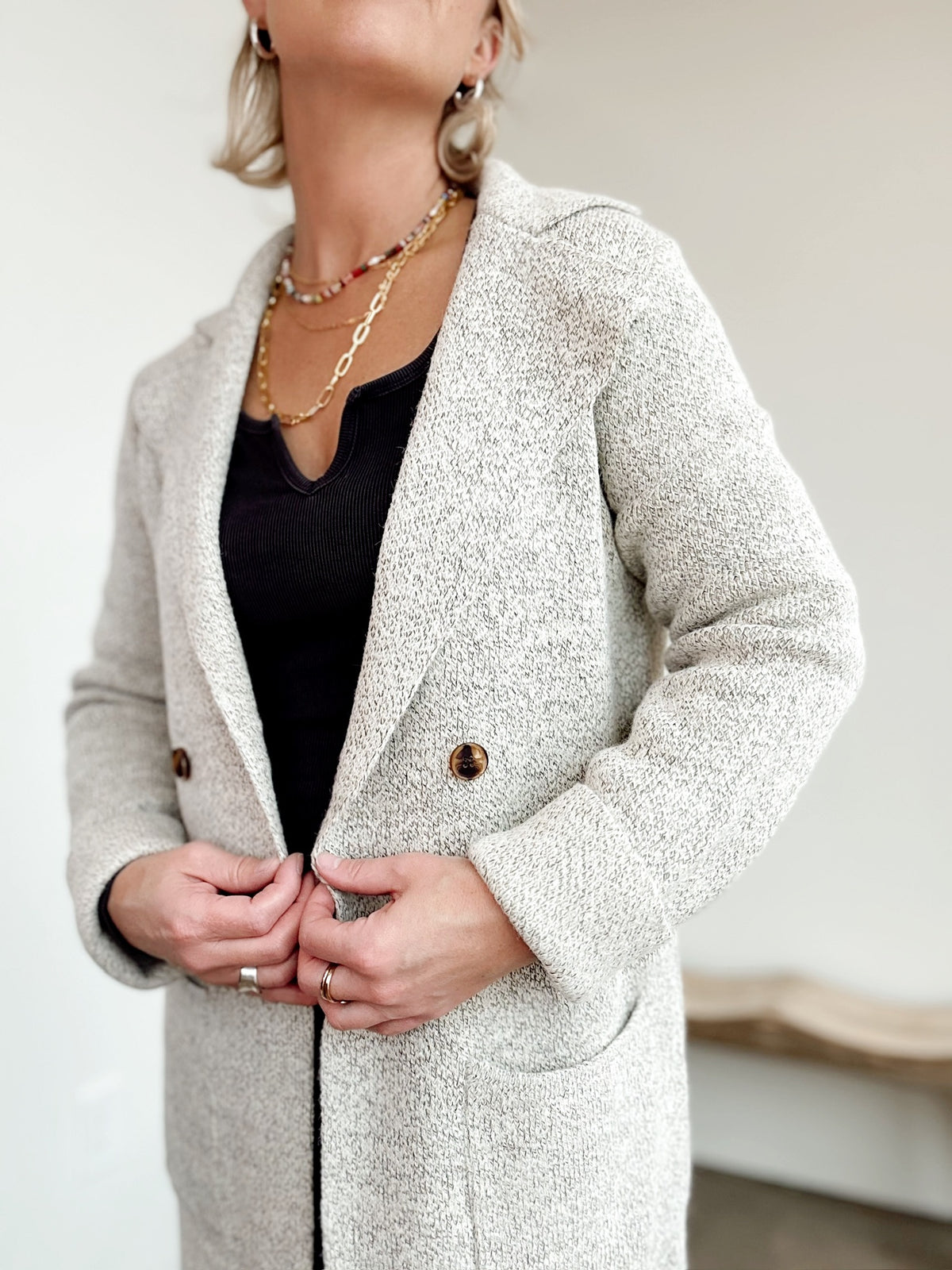 Brielle Open Sweater Coat Oatmeal