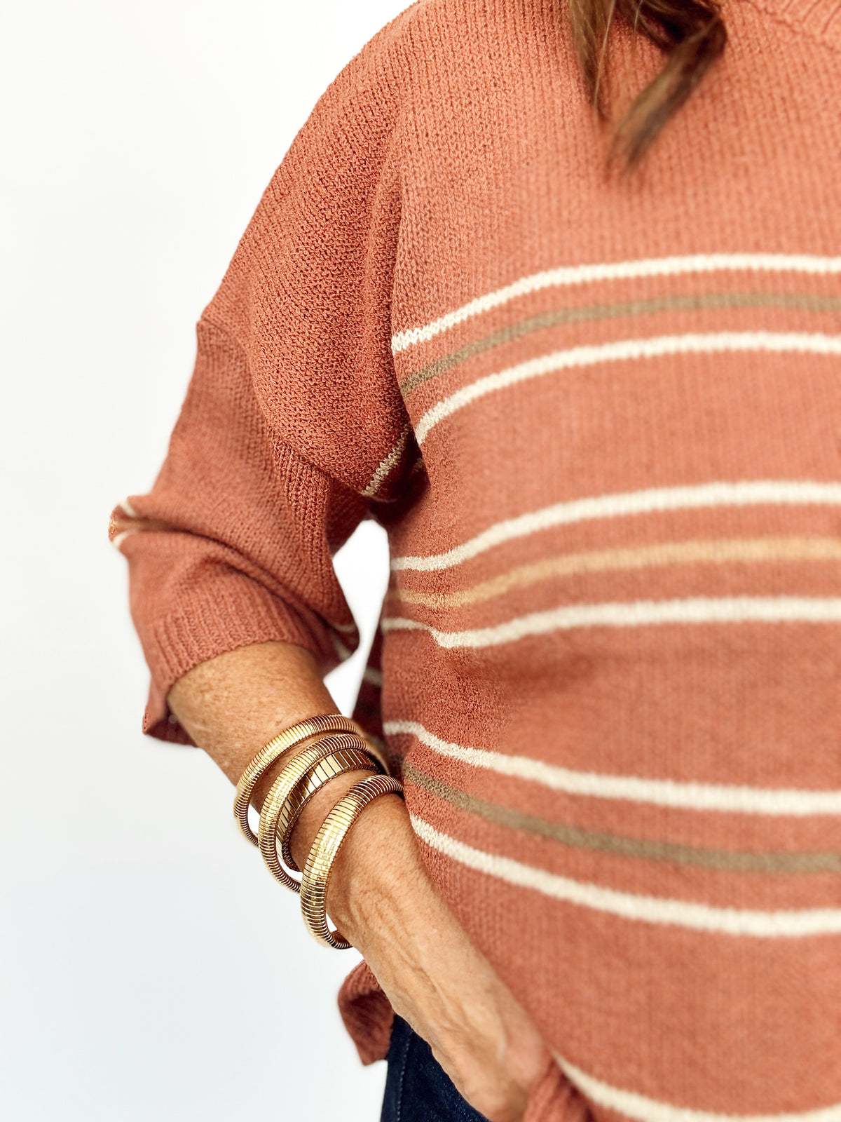 Sallie Striped Sweater Rust