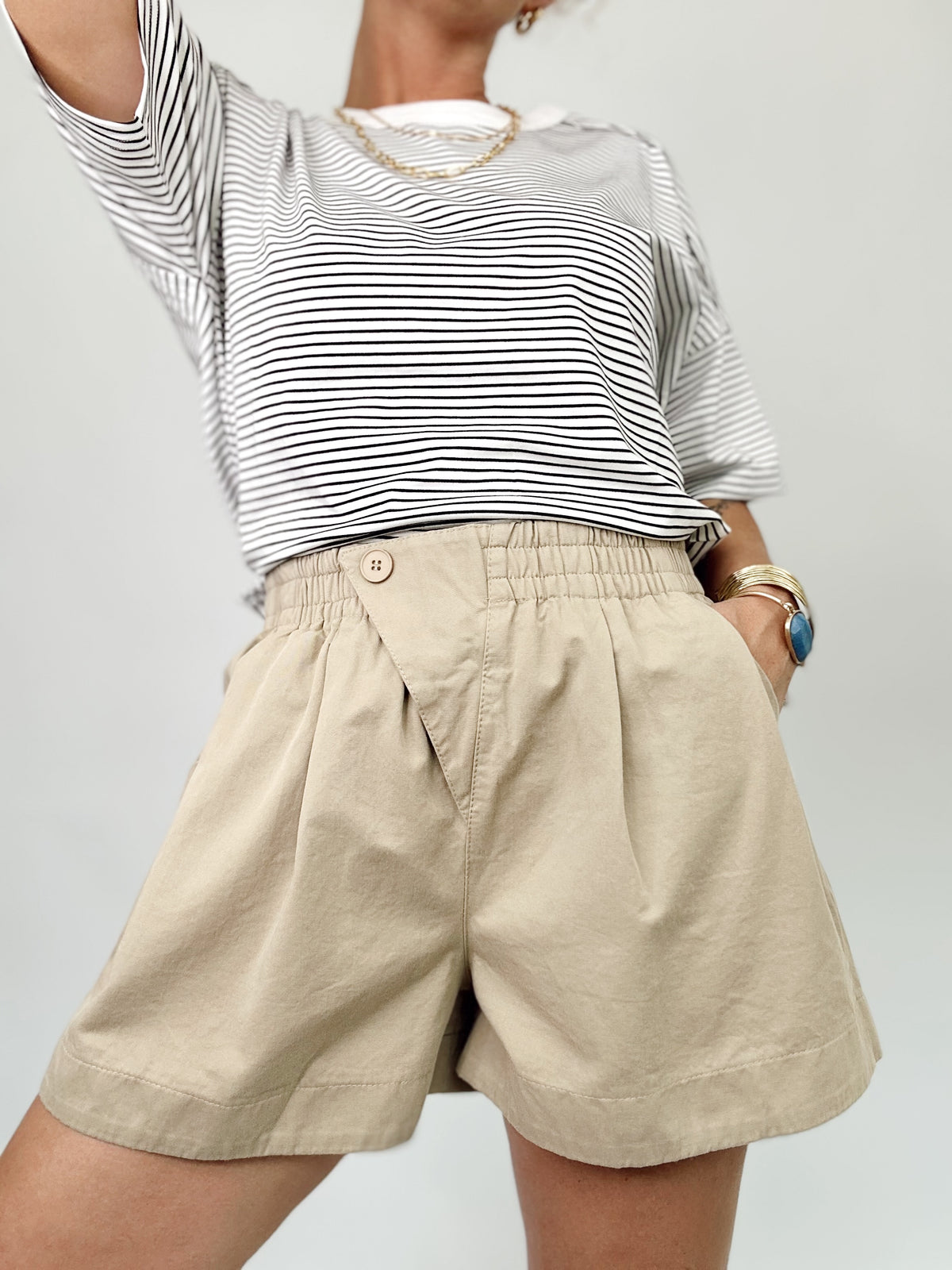 Janet Cotton Twill Pleated Shorts