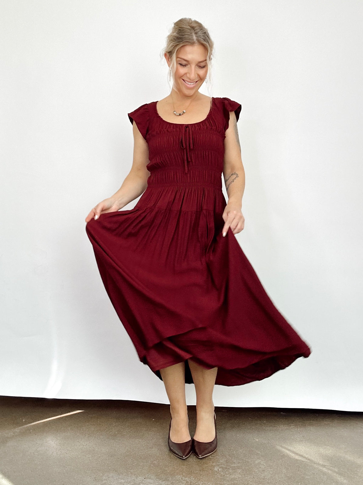 Londyn Midi Dress Burgundy