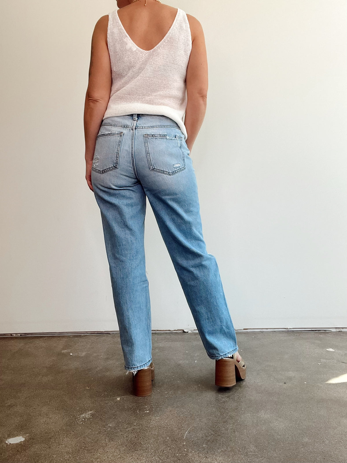 Juno High Rise Distressed Straight Jeans