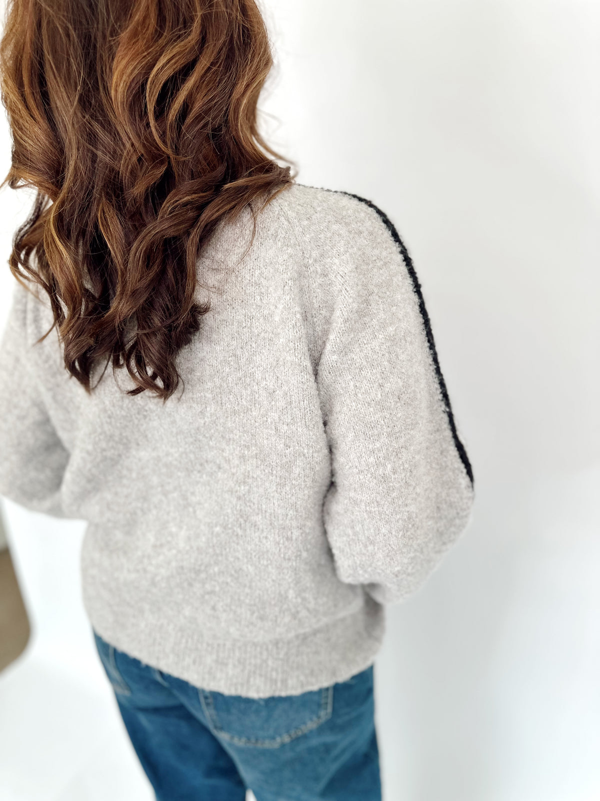 Reba Knit Sweater Zip-up Jacket H.Grey/Black