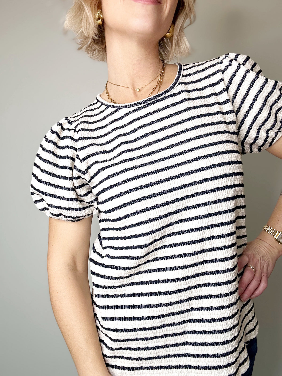 Carol Striped Puff Sleeve Top