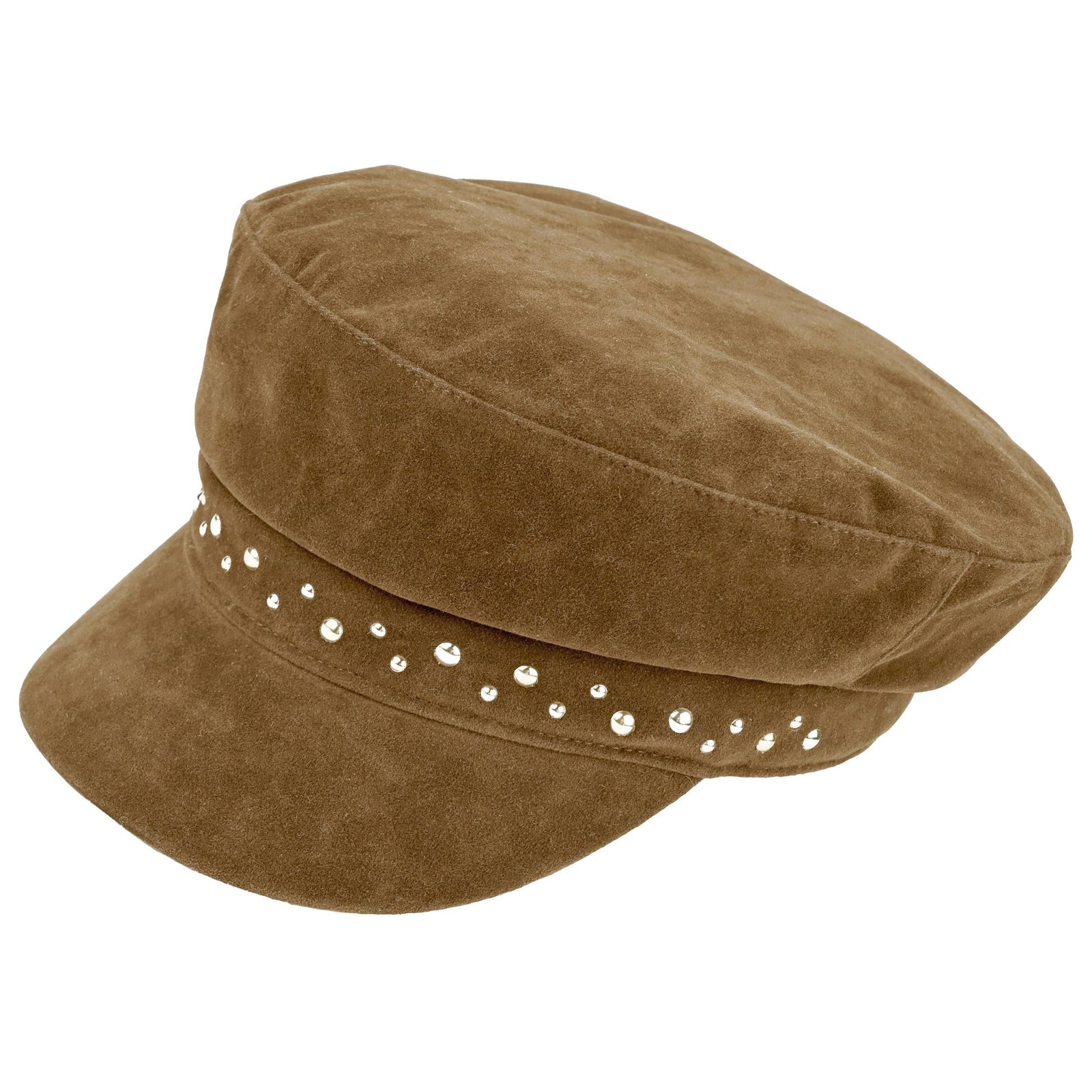 C.C faux suede embellishments fisherman cap in camel.