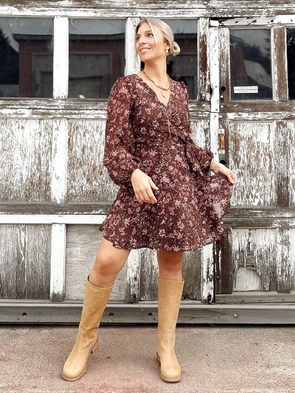 Regina Floral Paisley Wrap Mini Dress