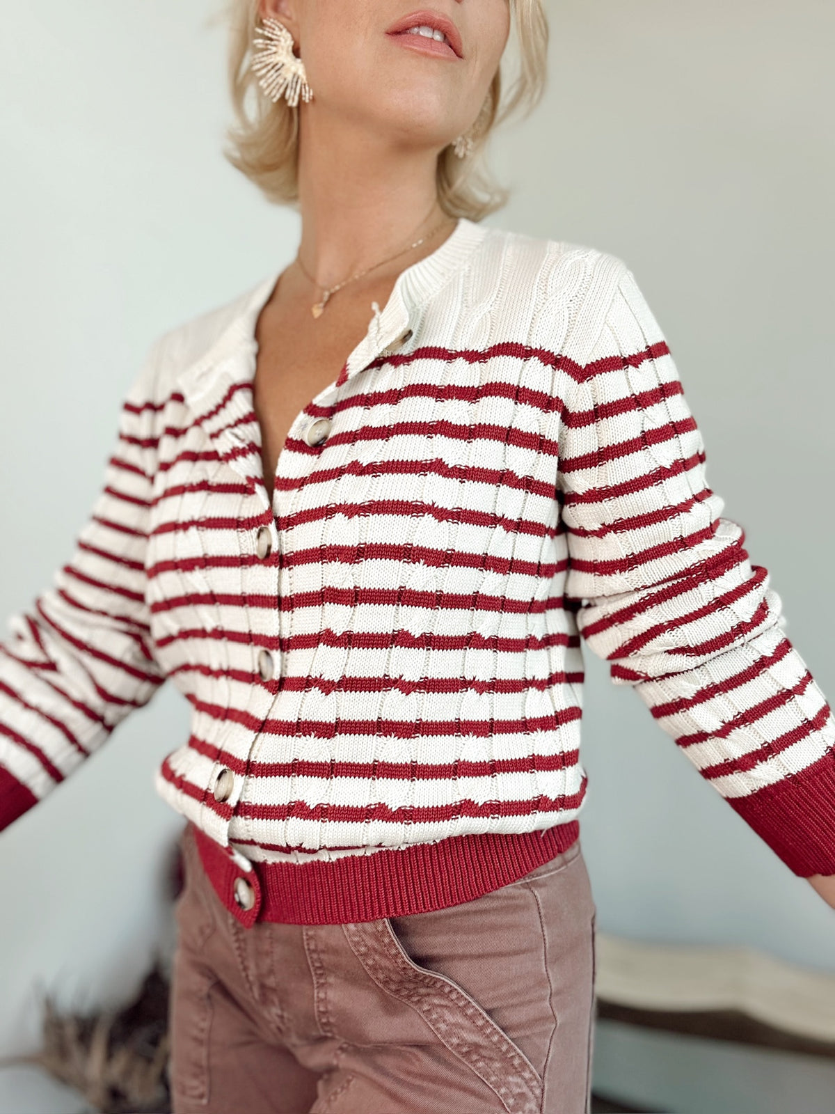 Kailey Stripe Cable Cardigan