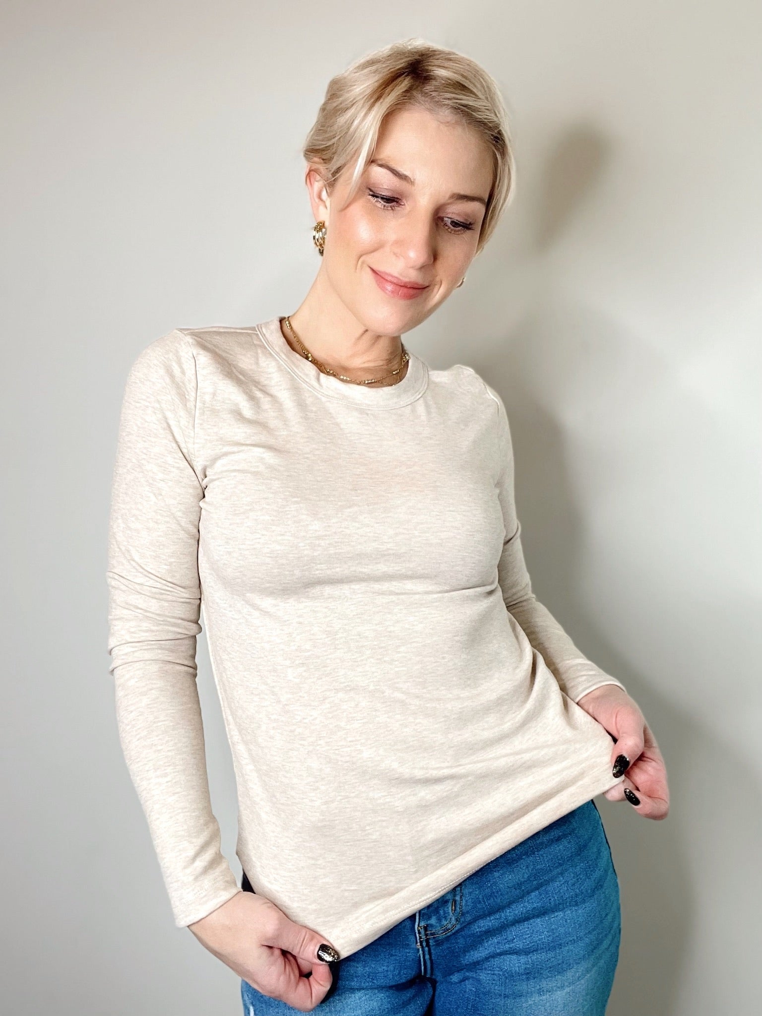 Callista Long Sleeve Top Oatmeal