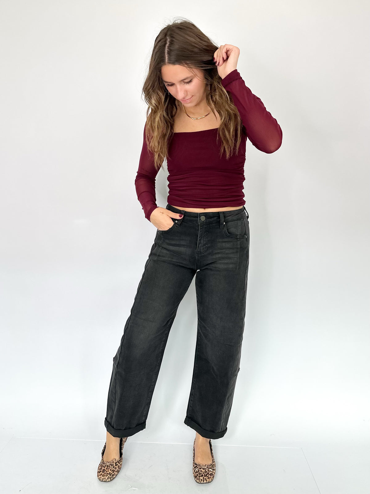 Adalee High Rise Crop Barrel Cuffed Hem Jeans