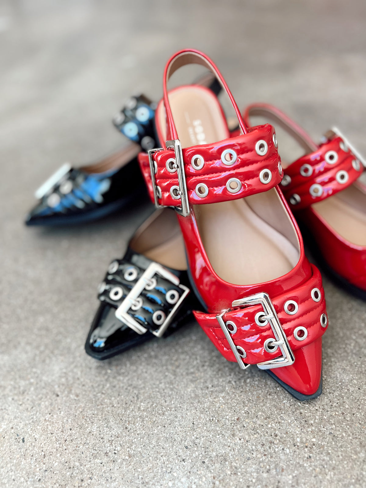 Joni Pointed Toe Slingback Loafer, Red Patent