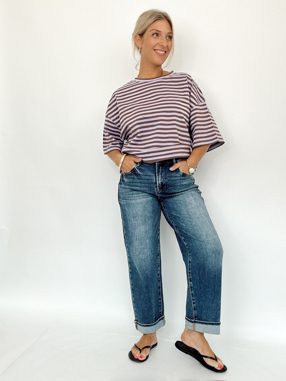 Brynn Mid Rise Ankle Boyfriend Cuffed Jeans