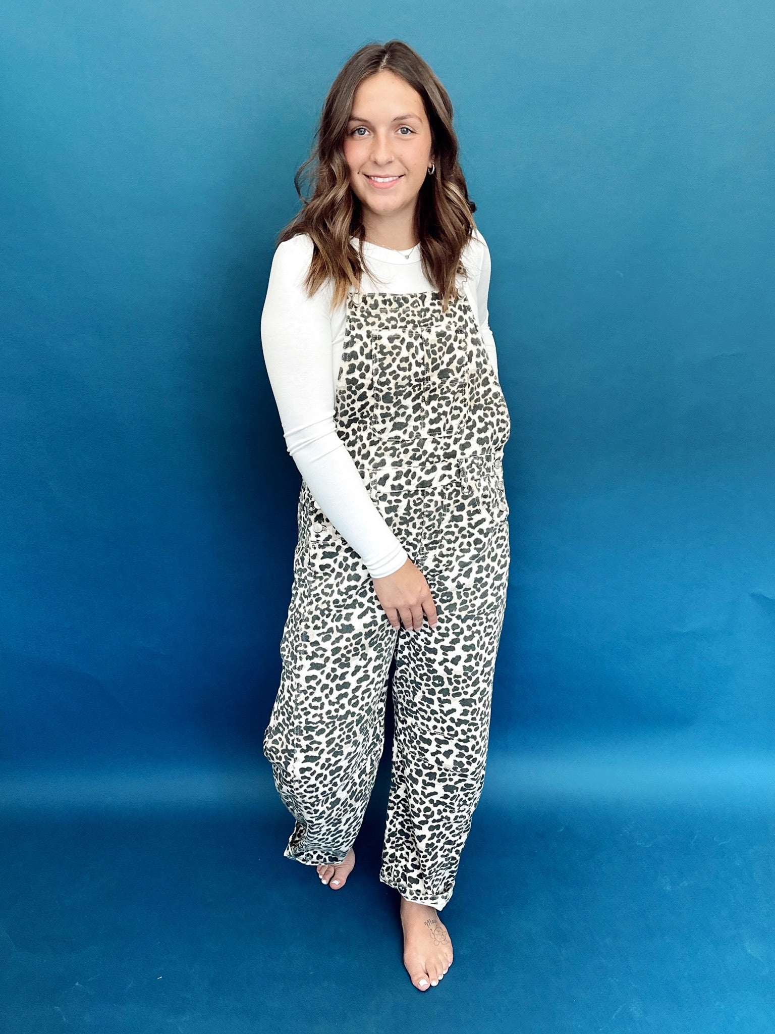 Rylie Denim Overall Animal Print