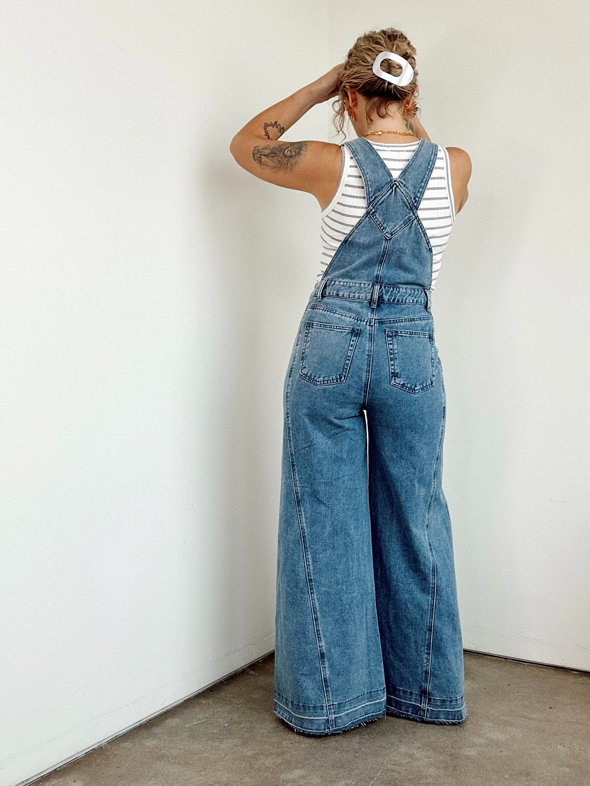 Gabriella Wide Leg Denim Overalls